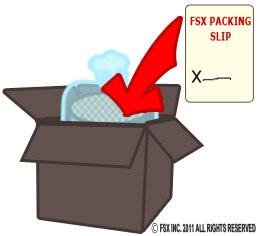 Put FSX packing slip in box